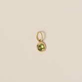 14k yellow gold small bezel set round cut gemstone stacking charm pendant