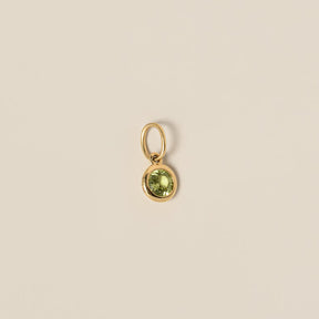 14k yellow gold small bezel set round cut gemstone stacking charm pendant