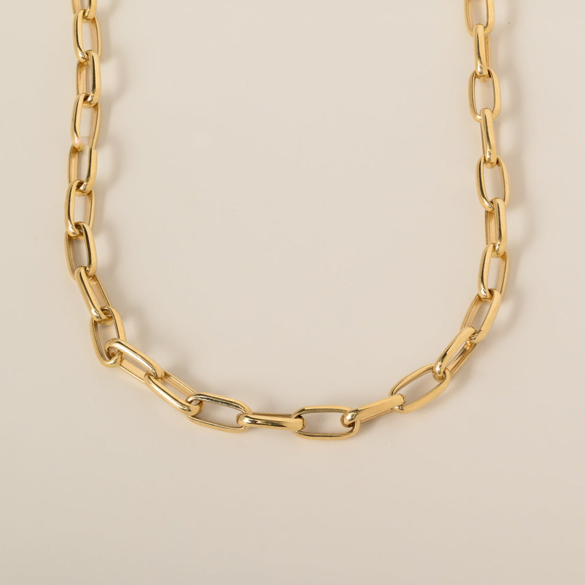 14k yellow gold 4.5mm open link paperclip chain necklace 18"