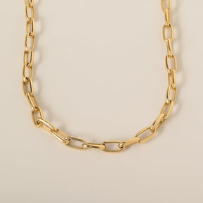 14k yellow gold 4.5mm open link paperclip chain necklace 18"