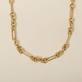 14k yellow gold lightweight polished 5 and 1 paperclip chain necklace
