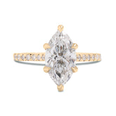 marquise cut lab grown diamond prong set diamond pave band 14k gold solitaire engagement ring