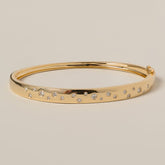 14k gold flush set scattered round diamond bangle bracelet