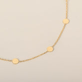 14k yellow gold polished circle disc station bracelet with extender 6-7"