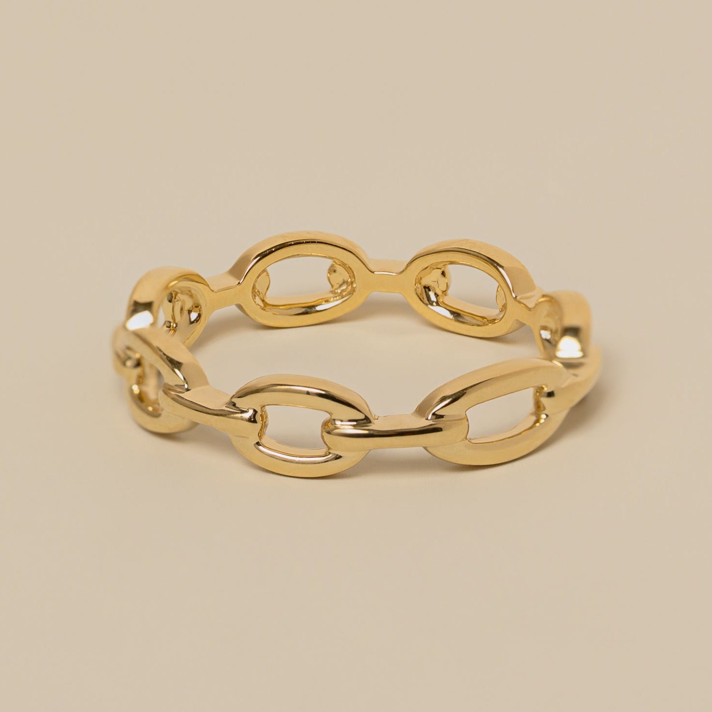 14k yellow gold plain chain link ring