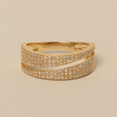 14k yellow gold diamond pave triangle cutout wrap ring