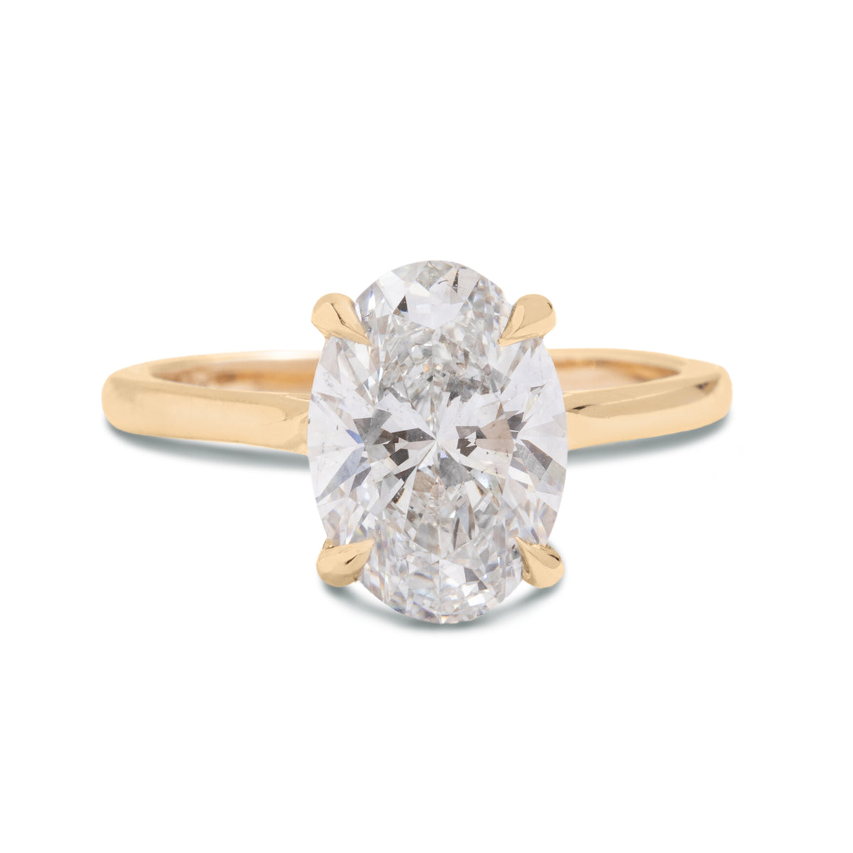 oval cut lab grown diamond hidden diamond accents 14k gold solitaire engagement ring
