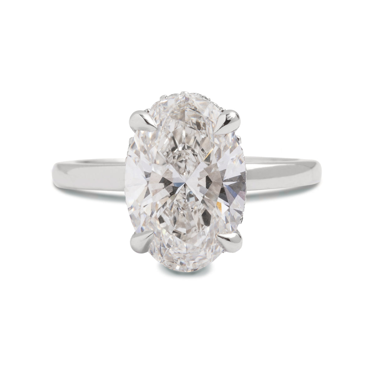 oval cut lab grown diamond hidden diamond halo 14k gold solitaire engagement ring