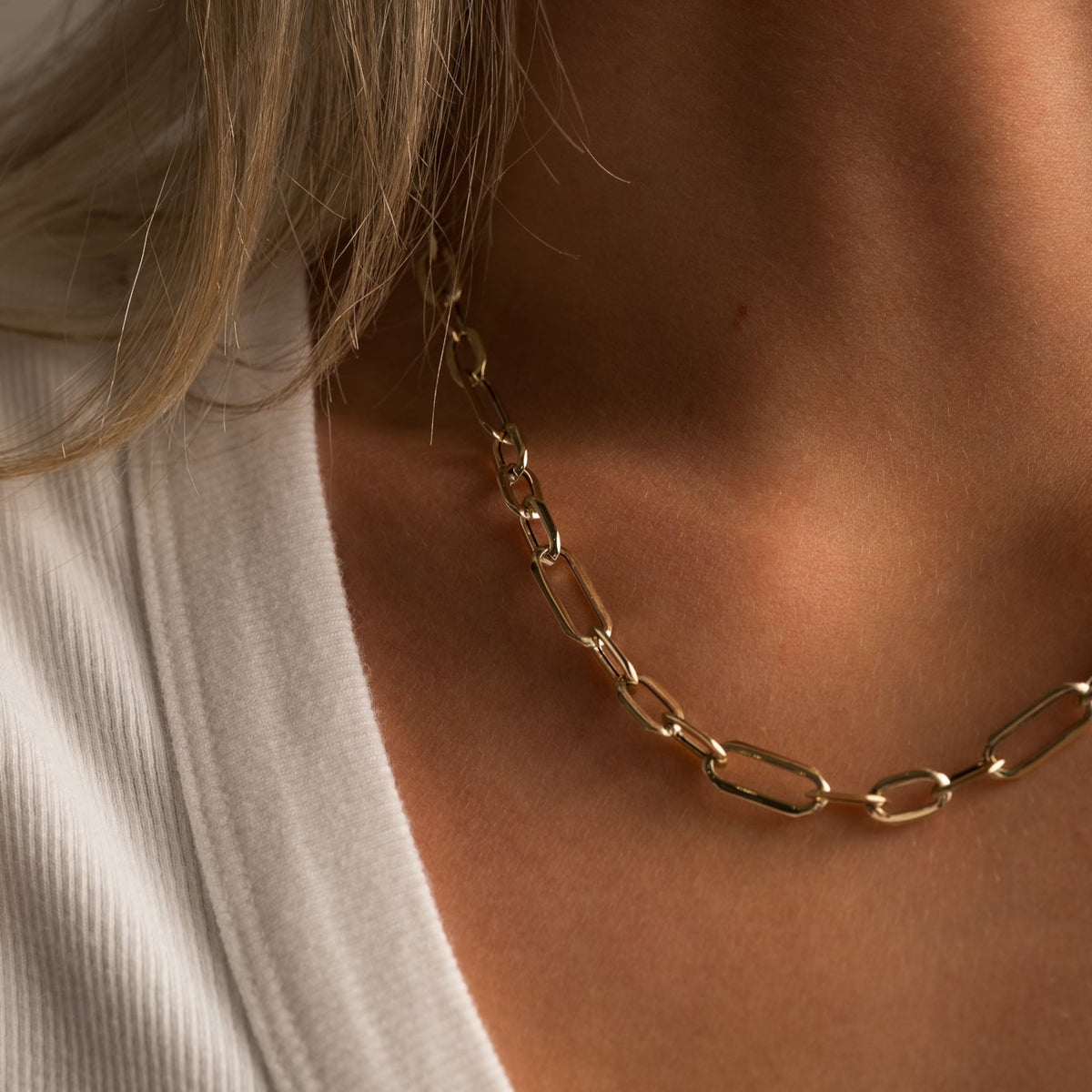 14k yellow gold polished fancy geometric link chain necklace 18"