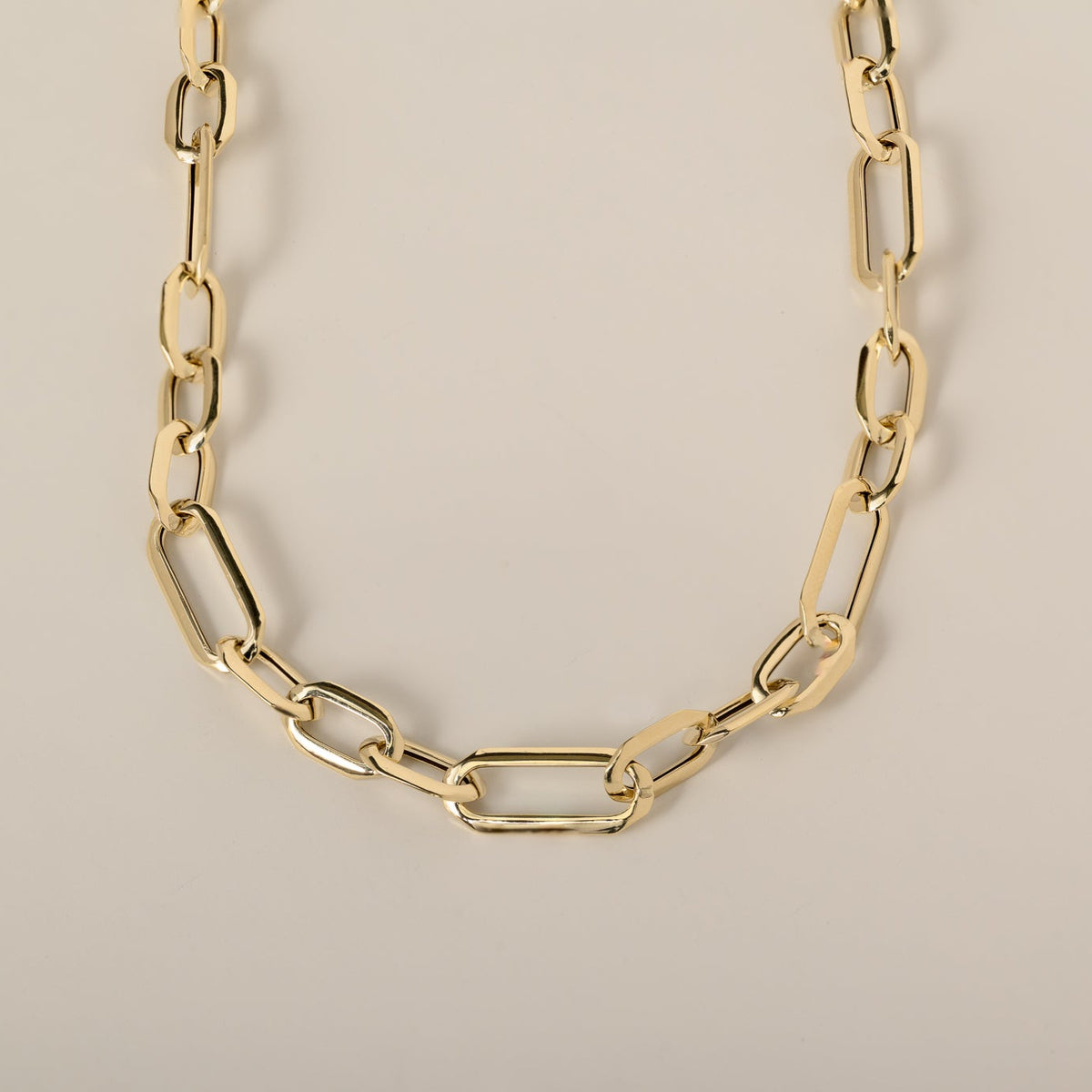 14k yellow gold polished fancy geometric link chain necklace 18"