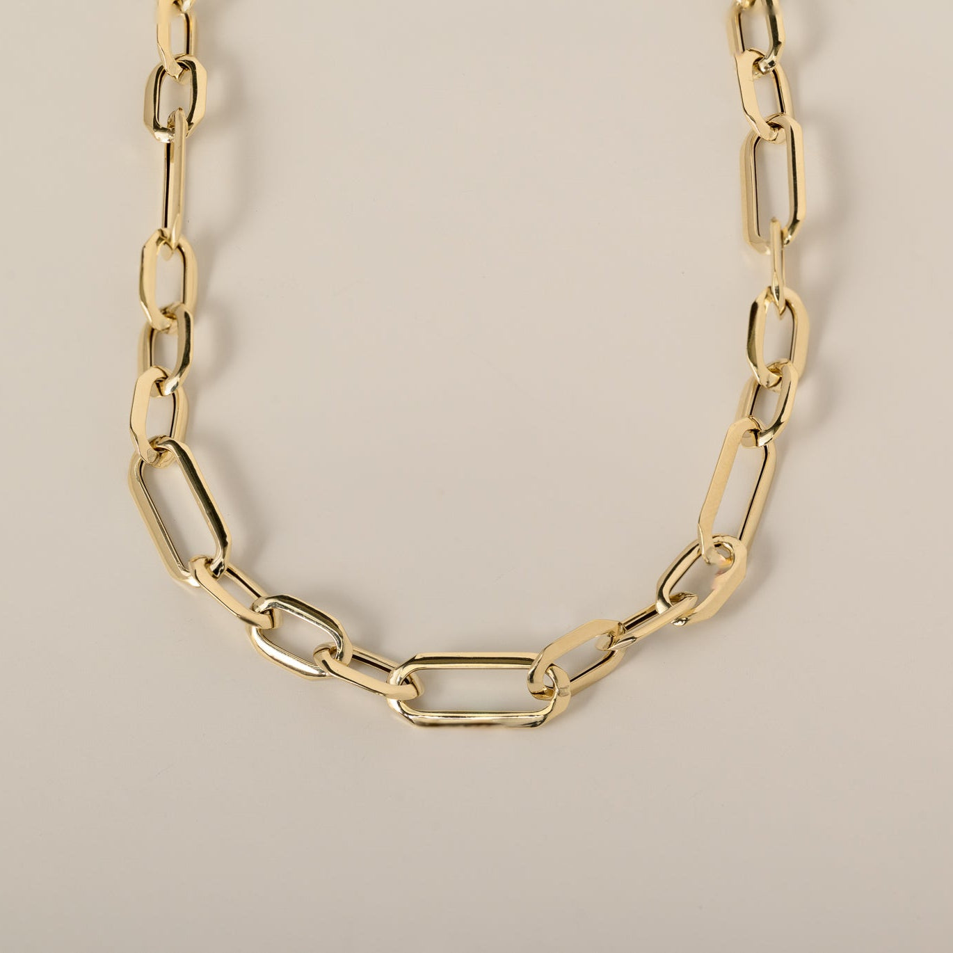 14k yellow gold polished fancy geometric link chain necklace 18"