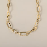 14k yellow gold polished fancy geometric link chain necklace 18"