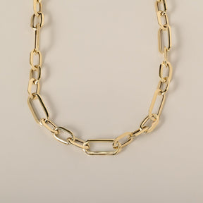 14k yellow gold polished fancy geometric link chain necklace 18"