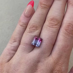 4.35ct Emerald Cut Pink Tricolor Tourmaline