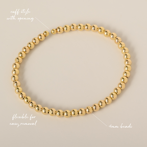 14k yellow gold beaded bracelet cuff flexible titanium wire