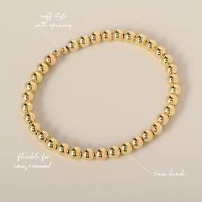 14k yellow gold beaded bracelet cuff flexible titanium wire