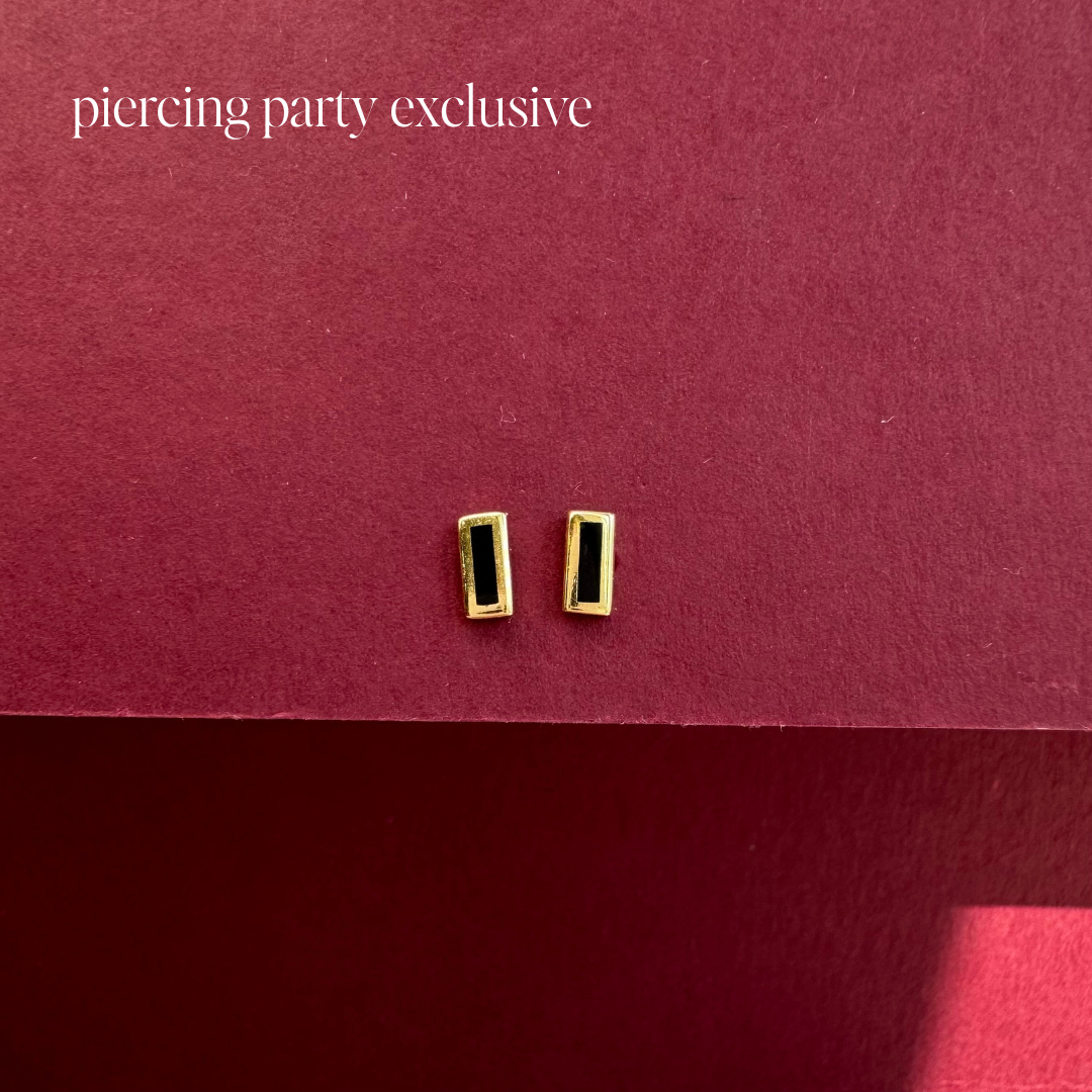 14k Black Onyx Enamel Stud Earrings