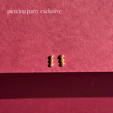 14k Triple Bead Bar Stud Earrings