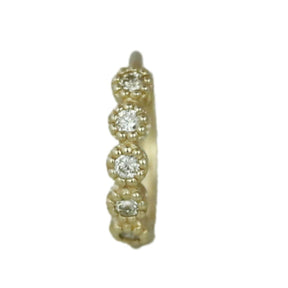 14K Yellow Gold SINGLE Milgrain Diamond Huggie Hoop