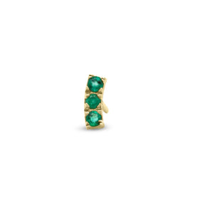 14K Yellow Gold SINGLE Green Emerald Stud