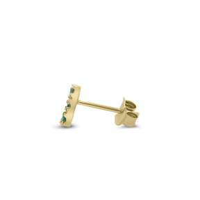 14K Yellow Gold SINGLE Green Emerald Stud