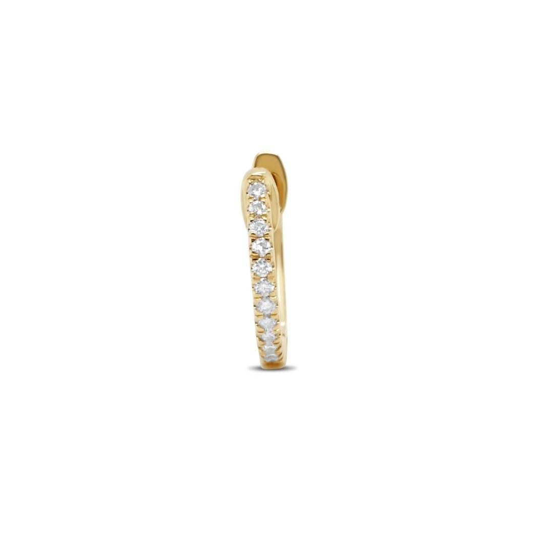 14K Yellow Gold SINGLE Diamond Huggie Hoop