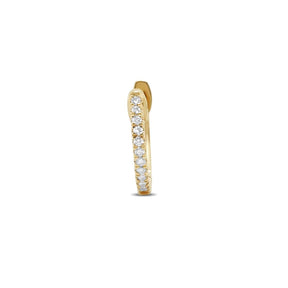 14K Yellow Gold SINGLE Diamond Huggie Hoop