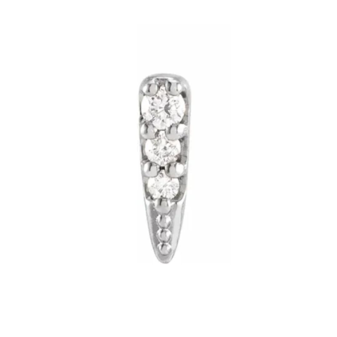 14K White Gold SINGLE Diamond Spike Stud