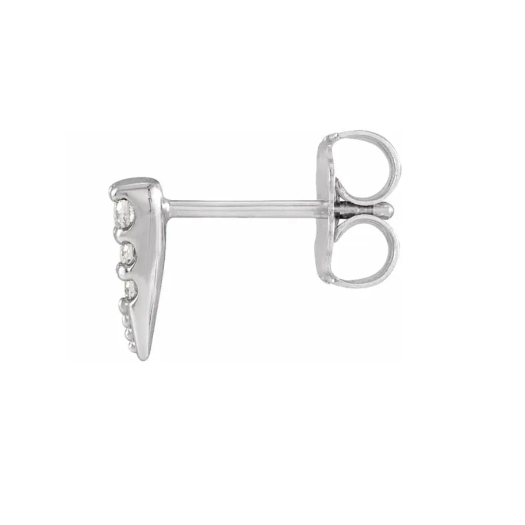 14K White Gold SINGLE Diamond Spike Stud