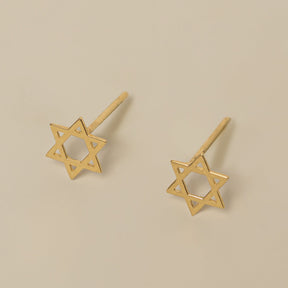 14k yellow gold star of david youth size stud earrings