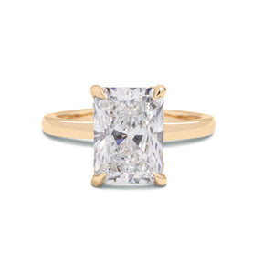 radiant cut lab grown diamond hidden diamond accents 14k gold solitaire engagement ring