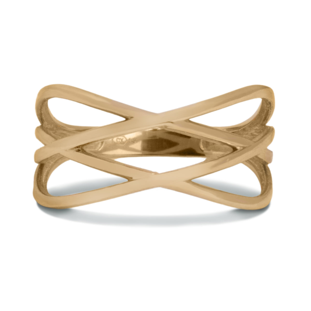14k Yellow Gold Double Crossover Ring