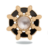 Contemporary Estate 14k yellow gold Moonstone Nautical Cufflinks