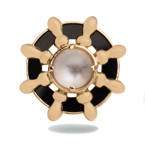 Contemporary Estate 14k yellow gold Moonstone Nautical Cufflinks