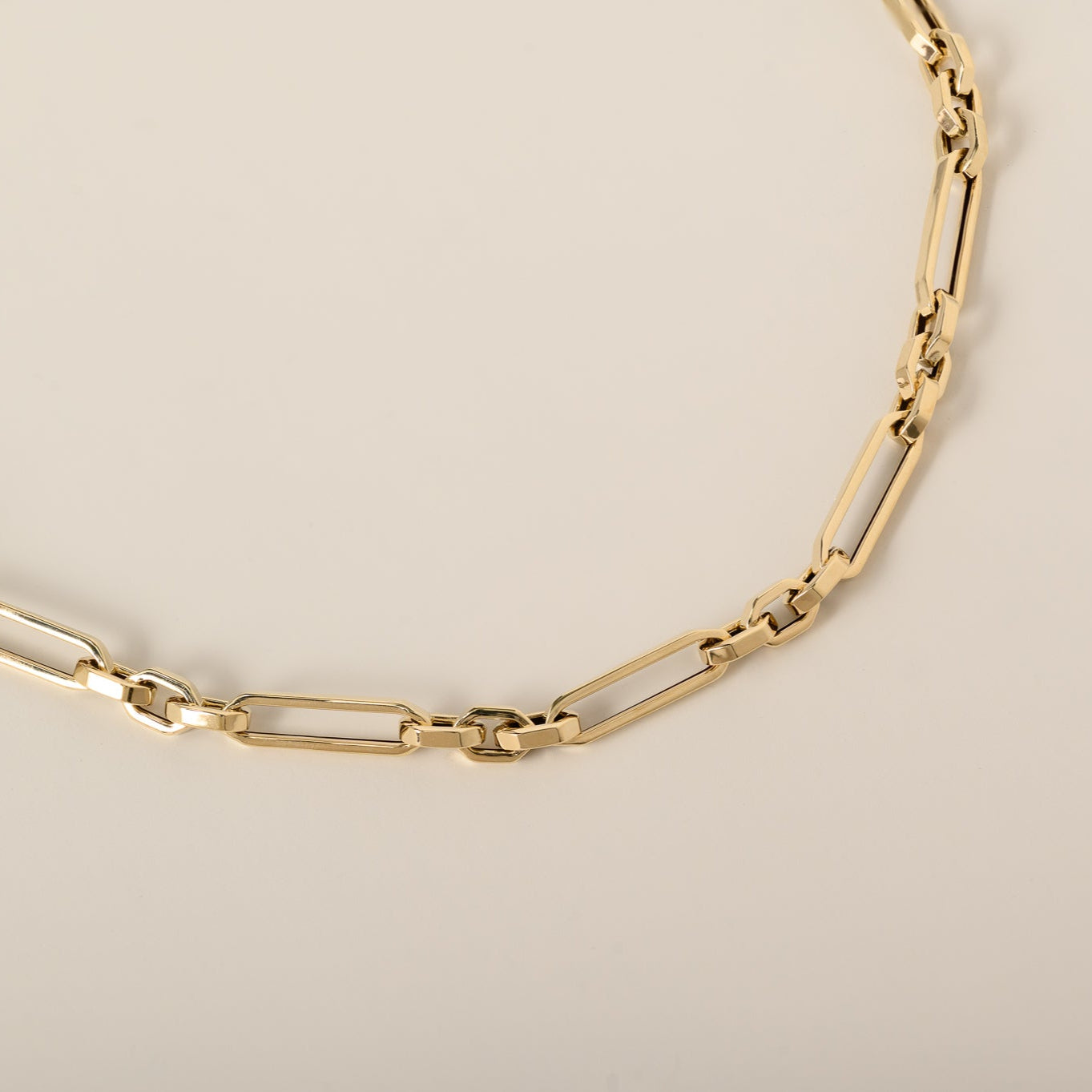 14k yellow gold polished flat edge mixed oval link bracelet 7.5"