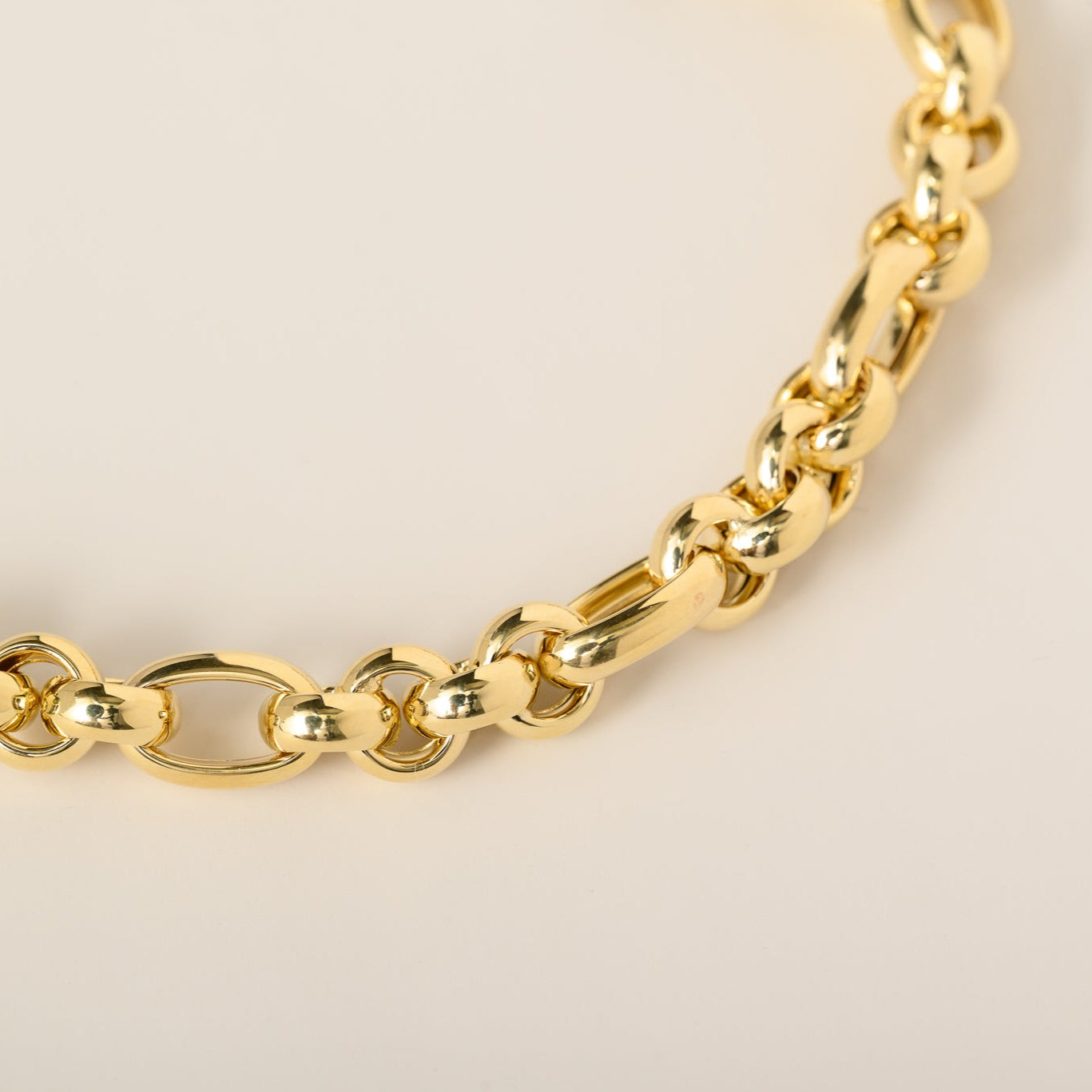 14k yellow gold chunky fancy oval link chain bracelet 8"
