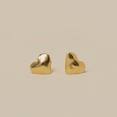 14k yellow gold heart shaped youth size stud earrings