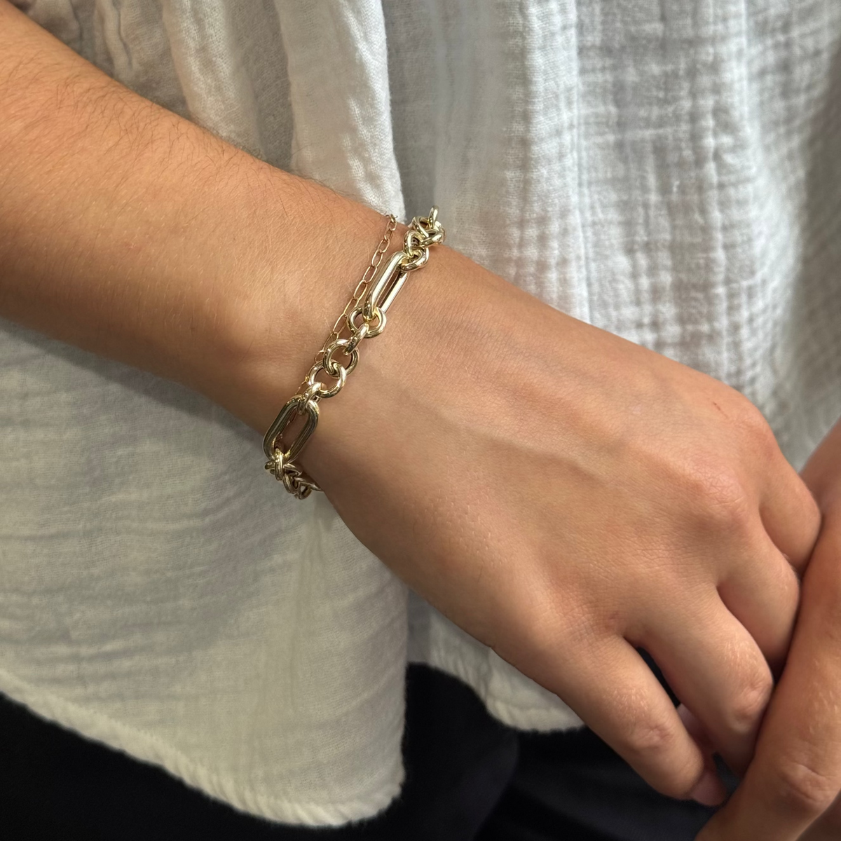 14k yellow gold polished 8mm fancy link bracelet 7.5" 