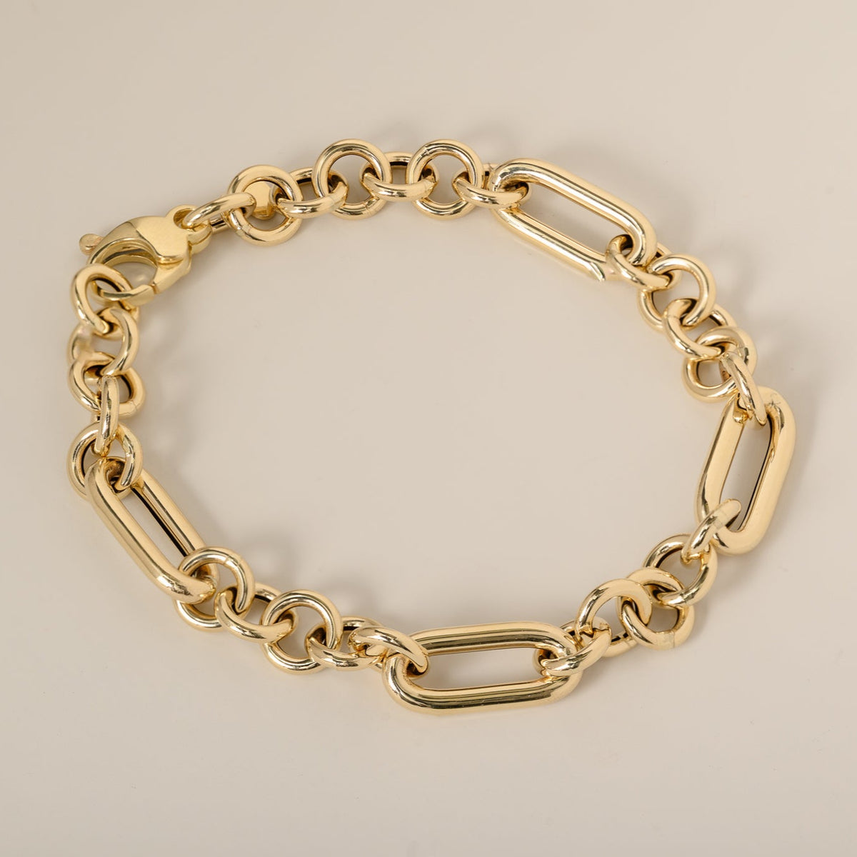 14k yellow gold polished 8mm fancy link bracelet 7.5" 