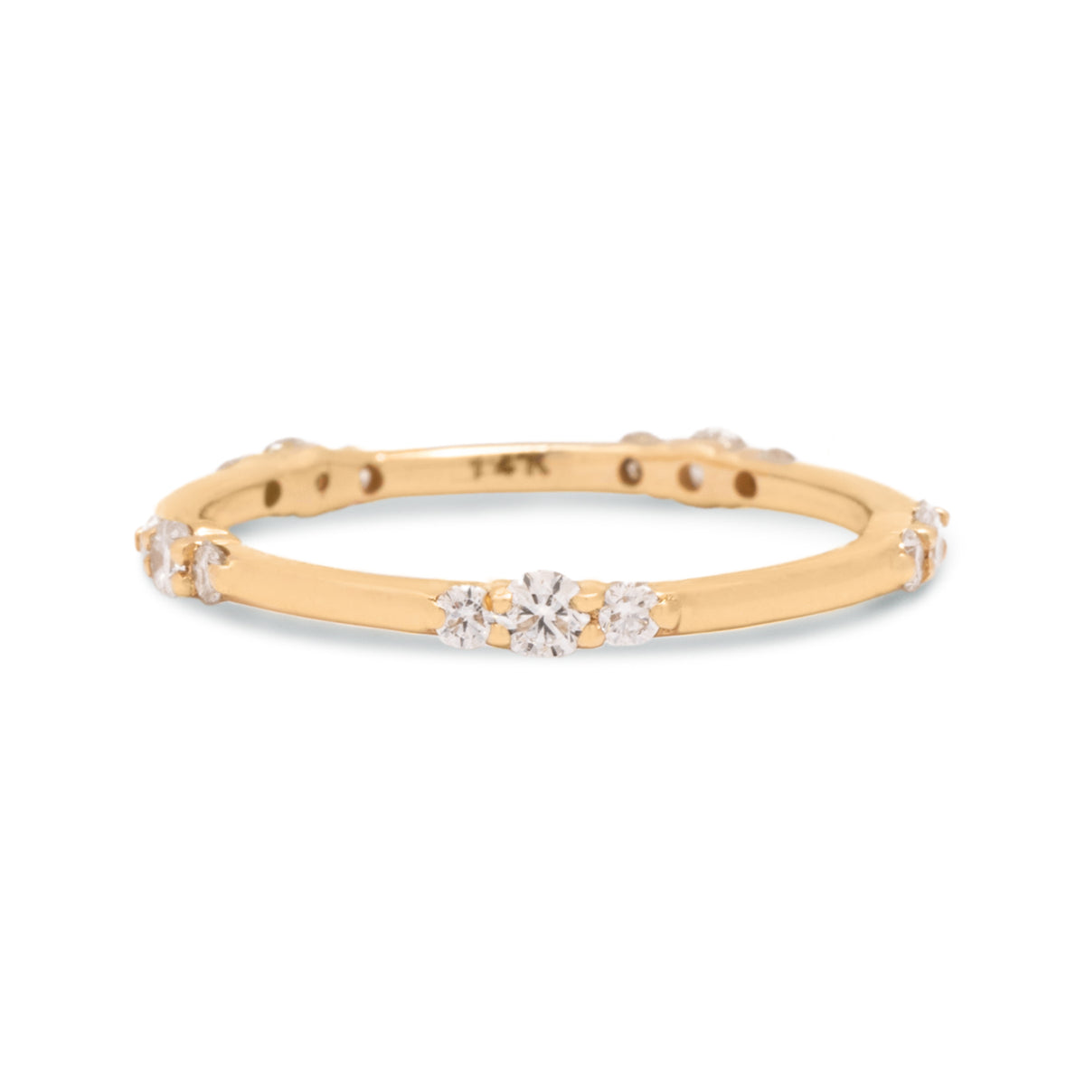 14k gold triple diamond cluster wedding ring