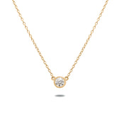 14ky bezel set 1.11ct diamond pendant necklace 16in chain