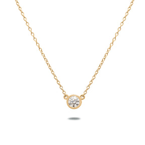 14ky bezel set 1.11ct diamond pendant necklace 16in chain