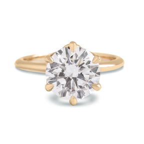 3.00ct round brilliant cut lab grown diamond 6 petal prong solitaire 14k gold engagement ring