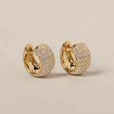 14k gold diamond pave dome huggie hoop earrings