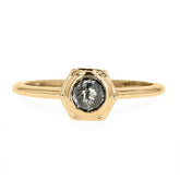 0.66ct round rose cut gray diamond hex shape bezel setting ring 14k yellow gold