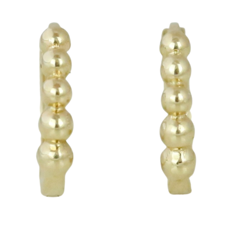 14k yellow gold beaded huggie earrings under $500