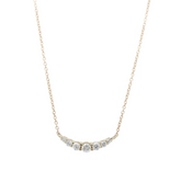 14k yellow gold graduated diamond necklace with round prong set diamonds 16in chain