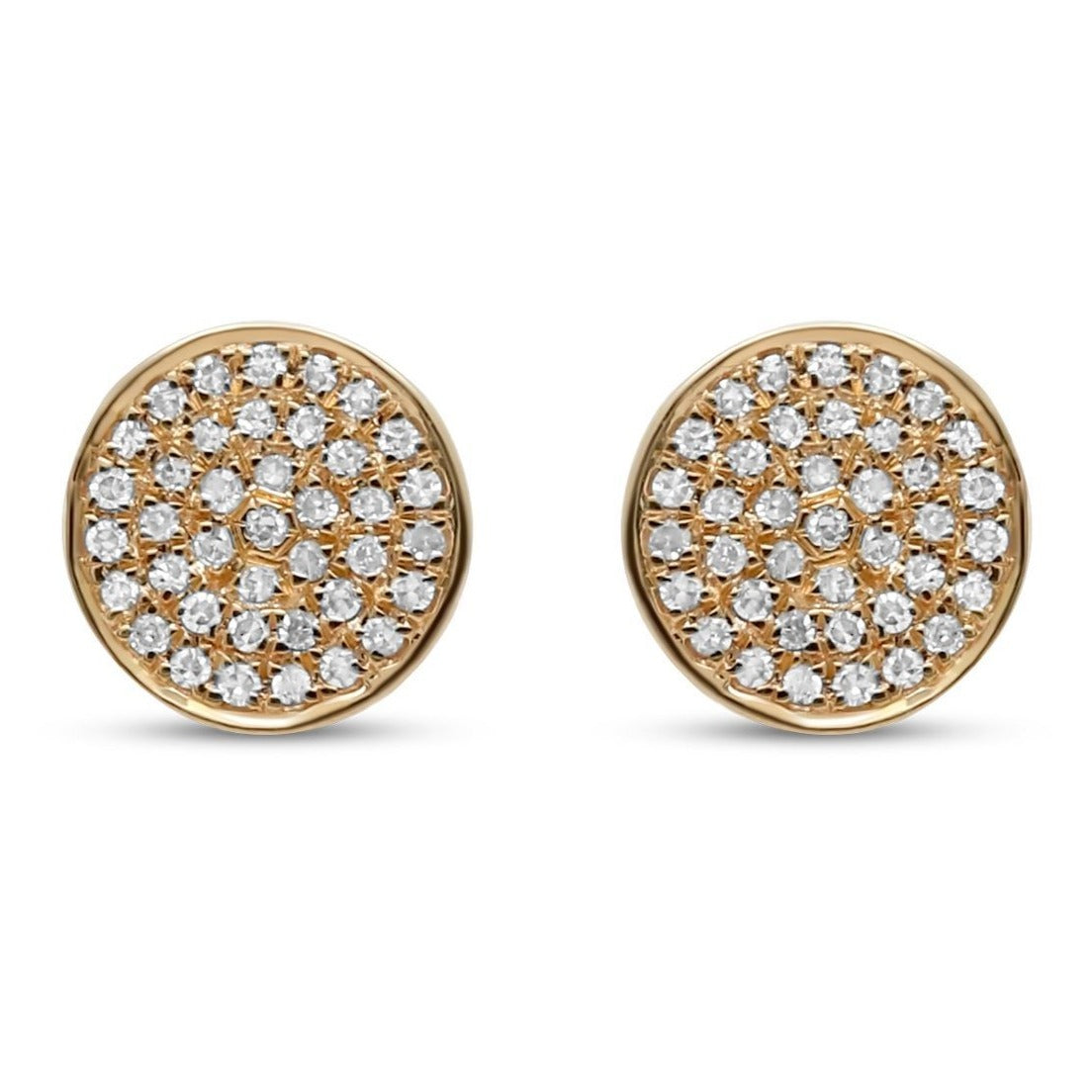 14k yellow or white gold diamond disc stud earrings