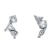 14k white gold rose cut diamond cluster stud earrings