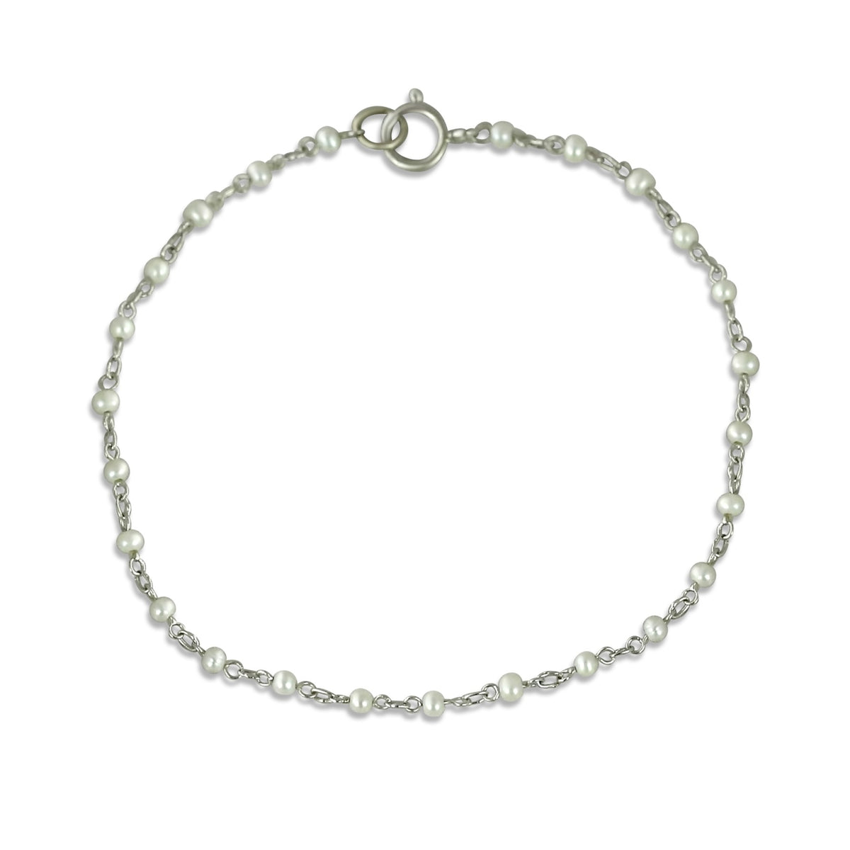 18k yellow or white gold rice pearl bracelet 6.5in long